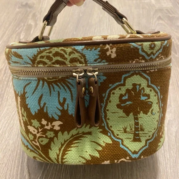 Spartina Daufuskie Island Brown Green Blue Zip Cosmetic Makeup Bag - Picture 2 of 15